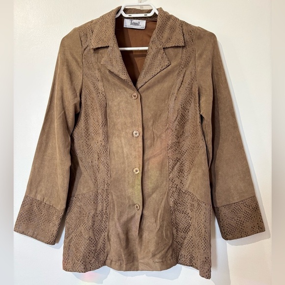 ✨Tobi Tan Blazer Suede Texture Hip-Length PTP 17🤎 - Picture 1 of 3